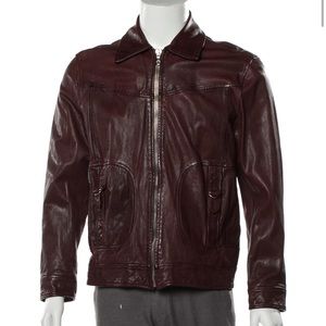 Dolce & Gabbana Burgendy Brown Leather Jacket Mens size 52 Medium